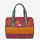 Трехцветная кожаная сумка с ручной росписью среднего размера  Balagura