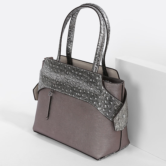 Классические сумки Alessandro Beato 543-5282-5287 silver ostrich