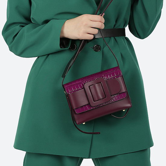 Кожаная сумочка-кроссбоди небольшого размера сливового цвета  Sara Burglar