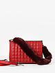 Красная стеганая сумочка-клатч из натуральной кожи с меховой ручкой  Arcadia