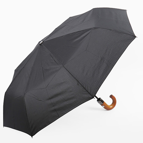 Складной черный зонт с деревянной ручкой  Baldinini