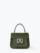 Оливковая сумочка-боулер из плотной сафьяновой кожи с пряжкой  Arcadia
