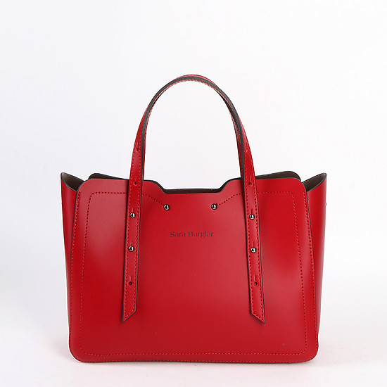 Кожаная красная сумка-тоут среднего размера  Sara Burglar