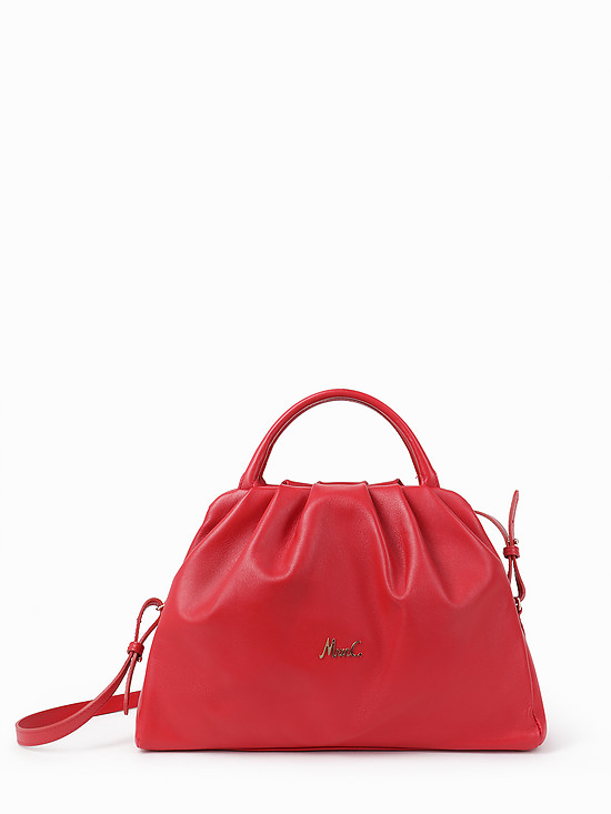 Красная сумка-тоут из мягкой кожи  Marina Creazioni
