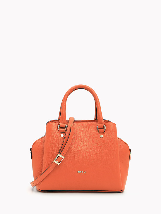 Оранжевая кожаная сумка-ранец с двумя ручками  Ripani