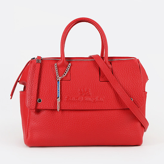 Красная вместительная сумка-тоут из мягкой кожи  Sara Burglar