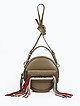 Круглая сумочка кросс-боди из оливковой кожи бахромой  Carlo Salvatelli