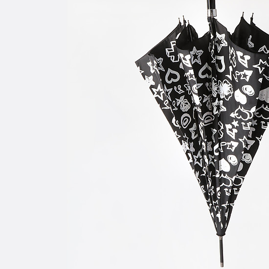 Черный зонт-трость с контрастным рисунком  Baldinini