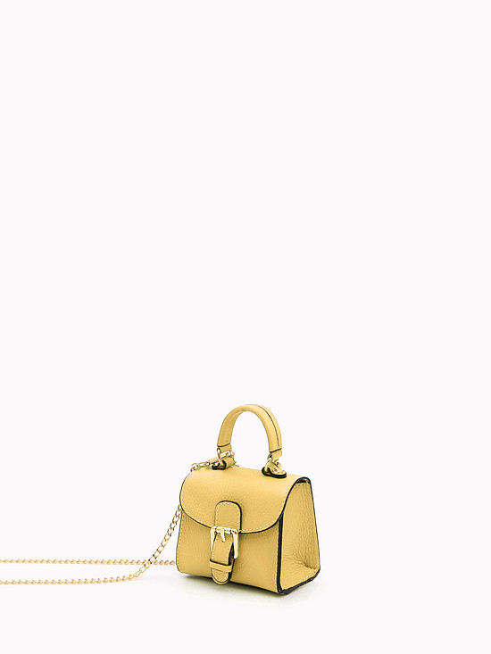 Желтая кожаная микро-сумочка с цепочкой-ремешком  BE NICE