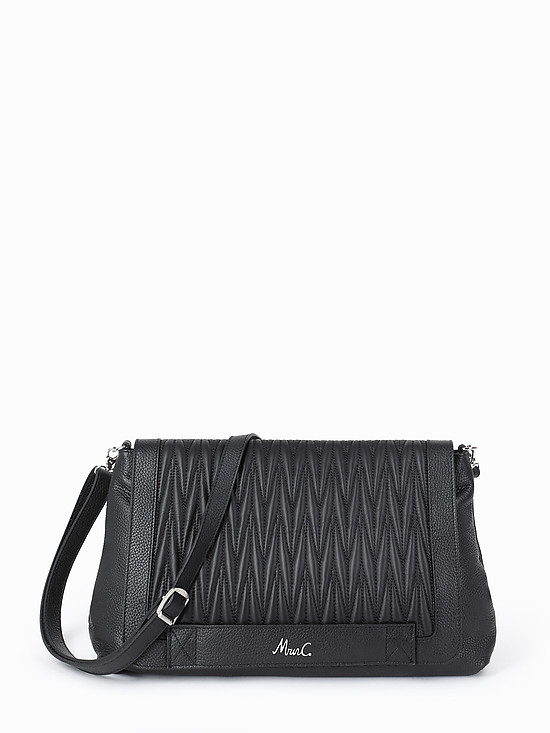 Черная кожаная сумочка кросс-боди со съемным ремешком  Marina Creazioni