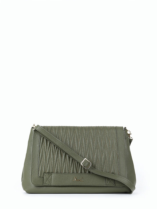 Оливковая кожаная сумочка кросс-боди со съемным ремешком  Marina Creazioni