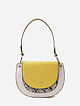 Небольшая полукруглая сумочка на плечо из комбинированной экокожи в бежево-желтых тонах  David Jones