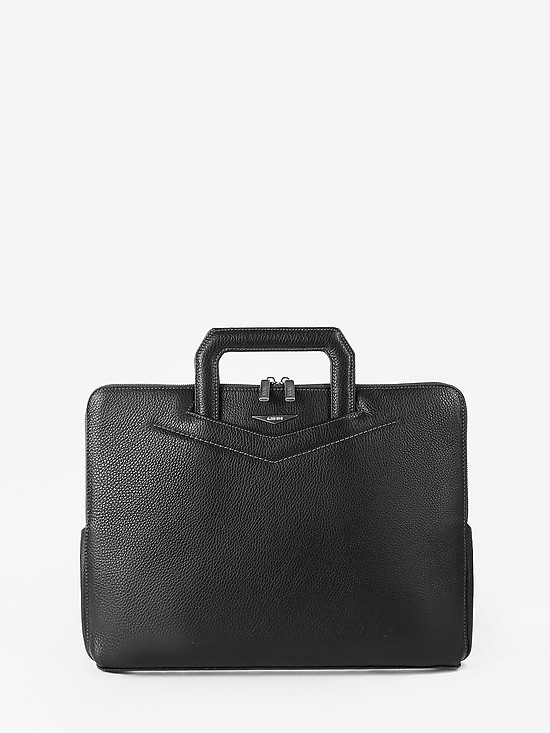 Черная кожаная сумка-папка  Giudi