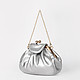 Кожаная серебристая сумка-ридикюль небольшого размера  Alessandro Beato