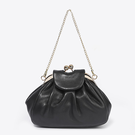 Кожаная черная сумка-ридикюль небольшого размера  Alessandro Beato