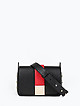 Черная кожаная сумочка через плечо с контрастным декором  Carlo Salvatelli