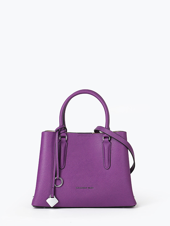 Фиолетовая сумка-тоут из сафьяновой кожи с тремя отделами  Alessandro Beato