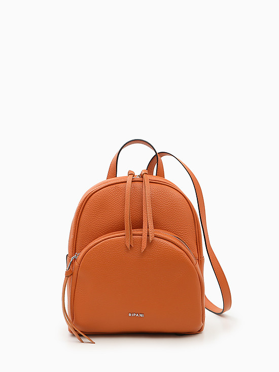 Вместительный оранжевый кожаный рюкзак  Ripani