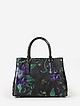 Черная кожаная сумка-тоут среднего размера с цветочным принтом  Alessandro Beato