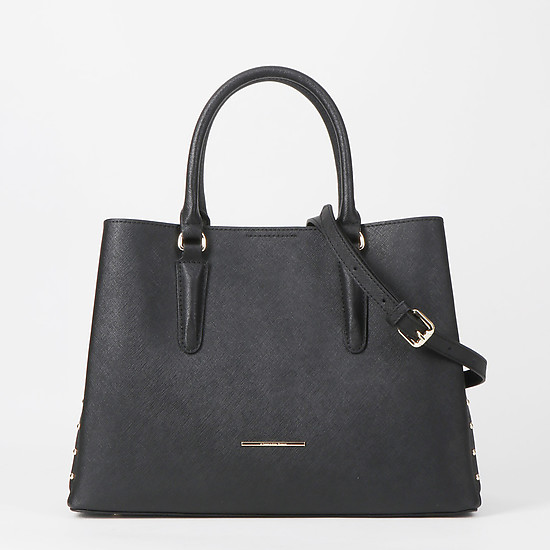 Черная сумка-трапеция среднего размера из сафьяновой кожи  Alessandro Beato