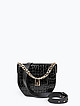Полукруглая сумочка кросс-боди из черной лаковой кожи под крокодила  Carlo Salvatelli