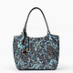 Голубая кожаная сумка-тоут с объемным мягким цветочным тиснением и принтом  Alessandro Beato