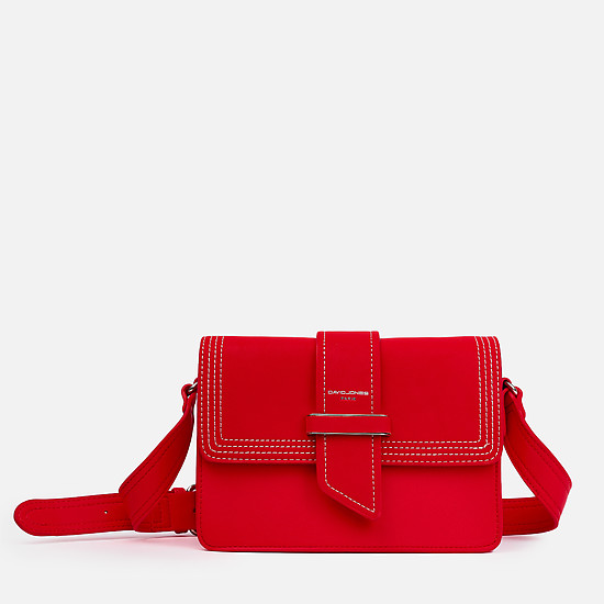 Красная сумочка-кросс-боди из экокожи с прострочкой  David Jones