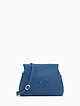 Синяя кожаная сумочка кросс-боди с объемным логотипом бренда  Marina Creazioni