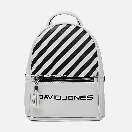 Белый рюкзак с фирменным принтом из мягкой экокожи  David Jones