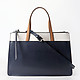 Стильная деловая сумка из синей и белой кожи  Gianni Chiarini