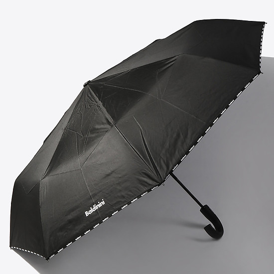 Черный складной зонт с фирменным принтом  Baldinini