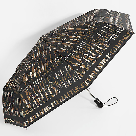 Черный складной зонт с фирменным принтом  Gianfranco Ferre