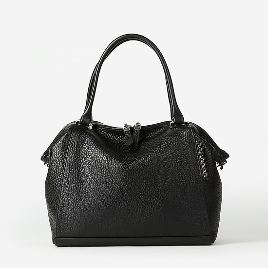 Вместительная мягкая сумка-тоут из черной кожи под бизона  Lucia Lombardi