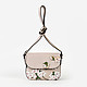 Бежевая сумочка кросс-боди из плотной сафьяновой кожи с цветочным принтом и аппликацией  Alessandro Beato