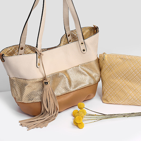 Классические сумки Иннуе 6021 beige gold