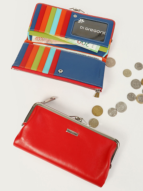 Разноцветный кожаный бумажник-книжка  Di Gregorio