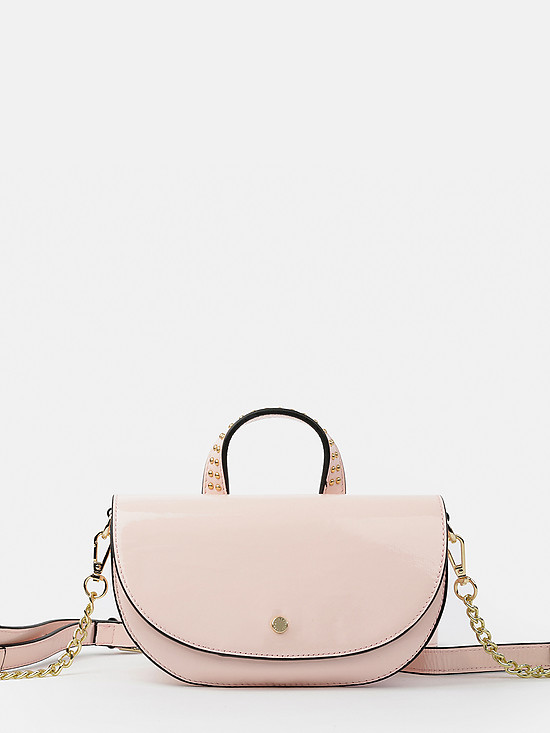 Маленькая лаковая сумочка-кроссбоди в розовом цвете  Alessandro Beato