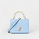 Мини-сумочка из стеганой лаковой кожи голубого оттенка с ручками из искусственного жемчуга  Alessandro Beato