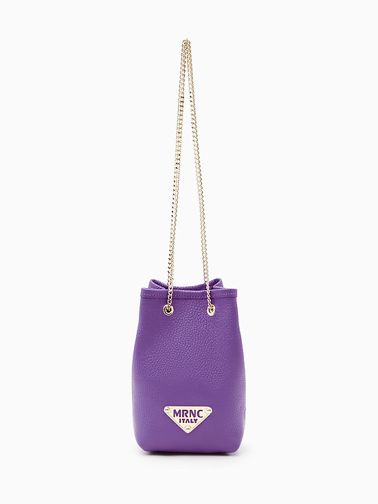 Фиолетовая кожаная сумочка-кисет на цепочке  Marina Creazioni
