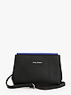 Темно-коричневая кожаная сумочка кросс-боди с синей строчкой и съемным ремешком  Fiato Dream
