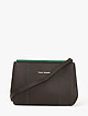 Темно-коричневая кожаная сумочка кросс-боди с зеленой строчкой и съемным ремешком  Fiato Dream