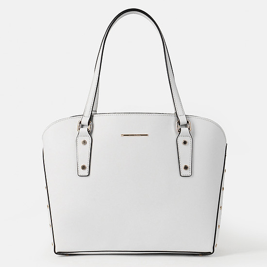 Белая сумка-шоппер из сафьяновой кожи с косметичкой в комплекте  Alessandro Beato