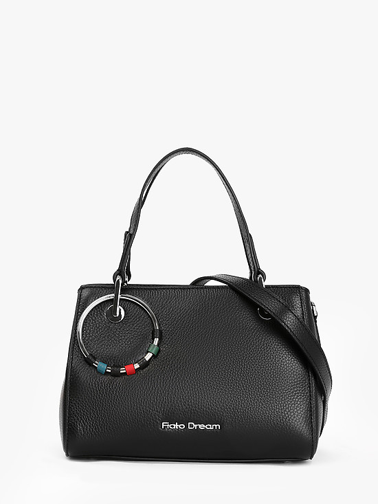 Маленькая сумка-тоут из черной кожи с декоративным кольцом  Fiato Dream