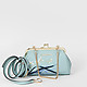 Миниатюрная сумочка из светло-голубой кожи с вышивкой и застежкой - фермуаром  Alessandro Beato