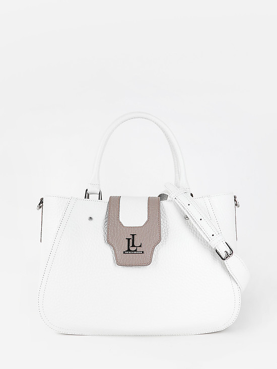 Белая сумка-тоут из зернистой кожи  Lucia Lombardi