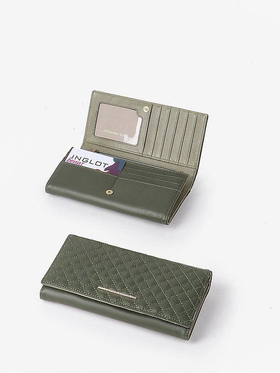 Горизонтальный кошелек из темно-зеленой стеганой кожи  Alessandro Beato