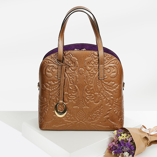 Классические сумки Arcadia 6107 safiano bronze tracery