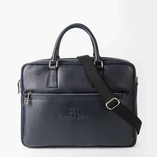 Мужская кожаная сумка-портфели из натуральной кожи синего цвета  Sara Burglar