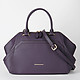 Вместительная кожаная сумка-трапеция фиолетвого цвета  Alessandro Beato