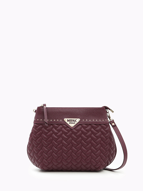 Бордовая сумочка кросс-боди с декоративной строчкой  Marina Creazioni